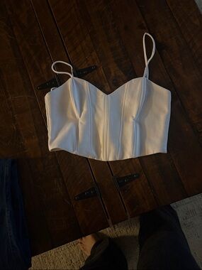 Zara Ivory Sculpted Bustier-Style Camisole with Spaghetti Straps